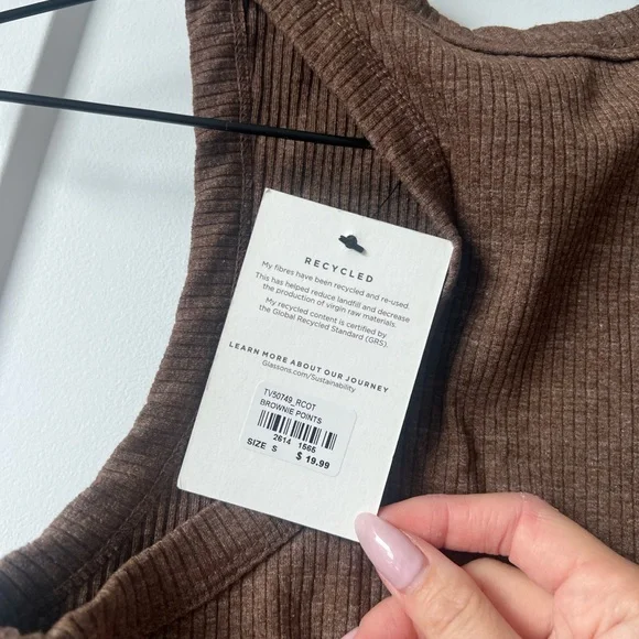 GLASSONS Cropped Brown Ribbed Tank Top - Picture 3 of 4